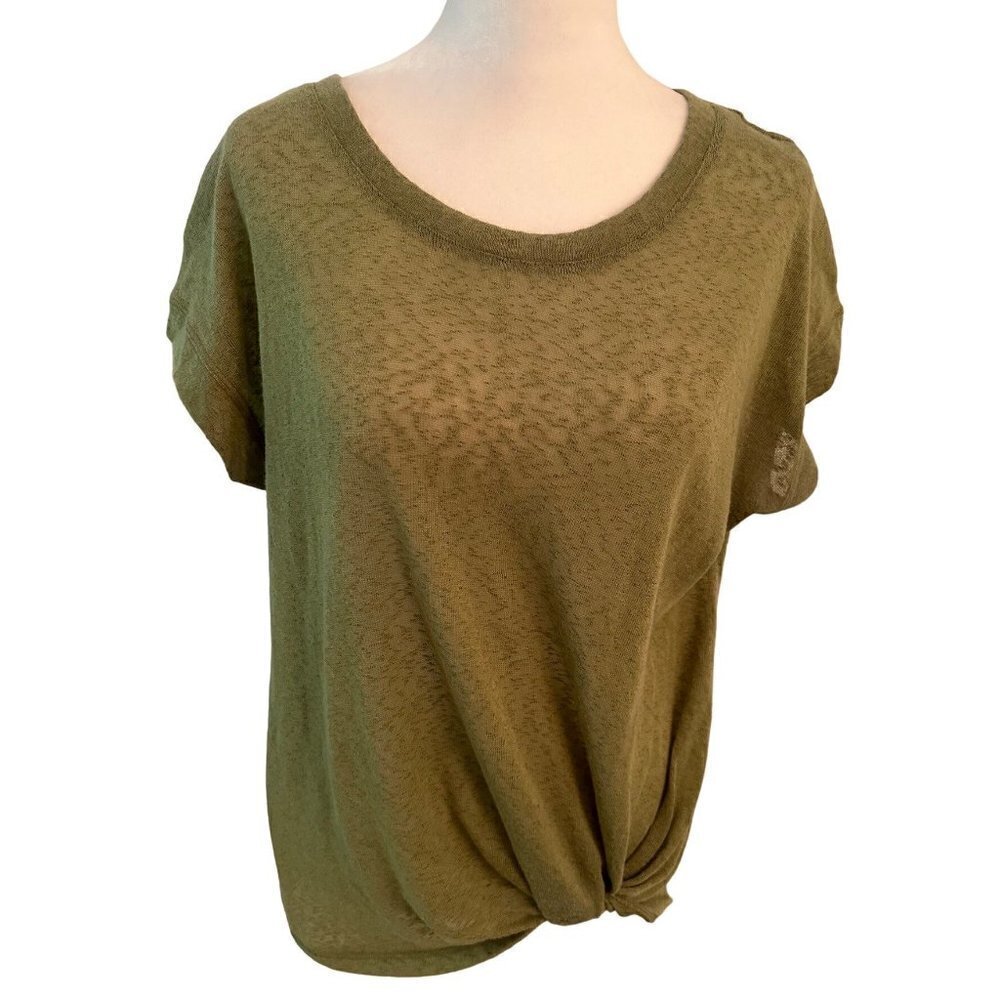 Kate Park Olive Green Semi Sheer Top Size L